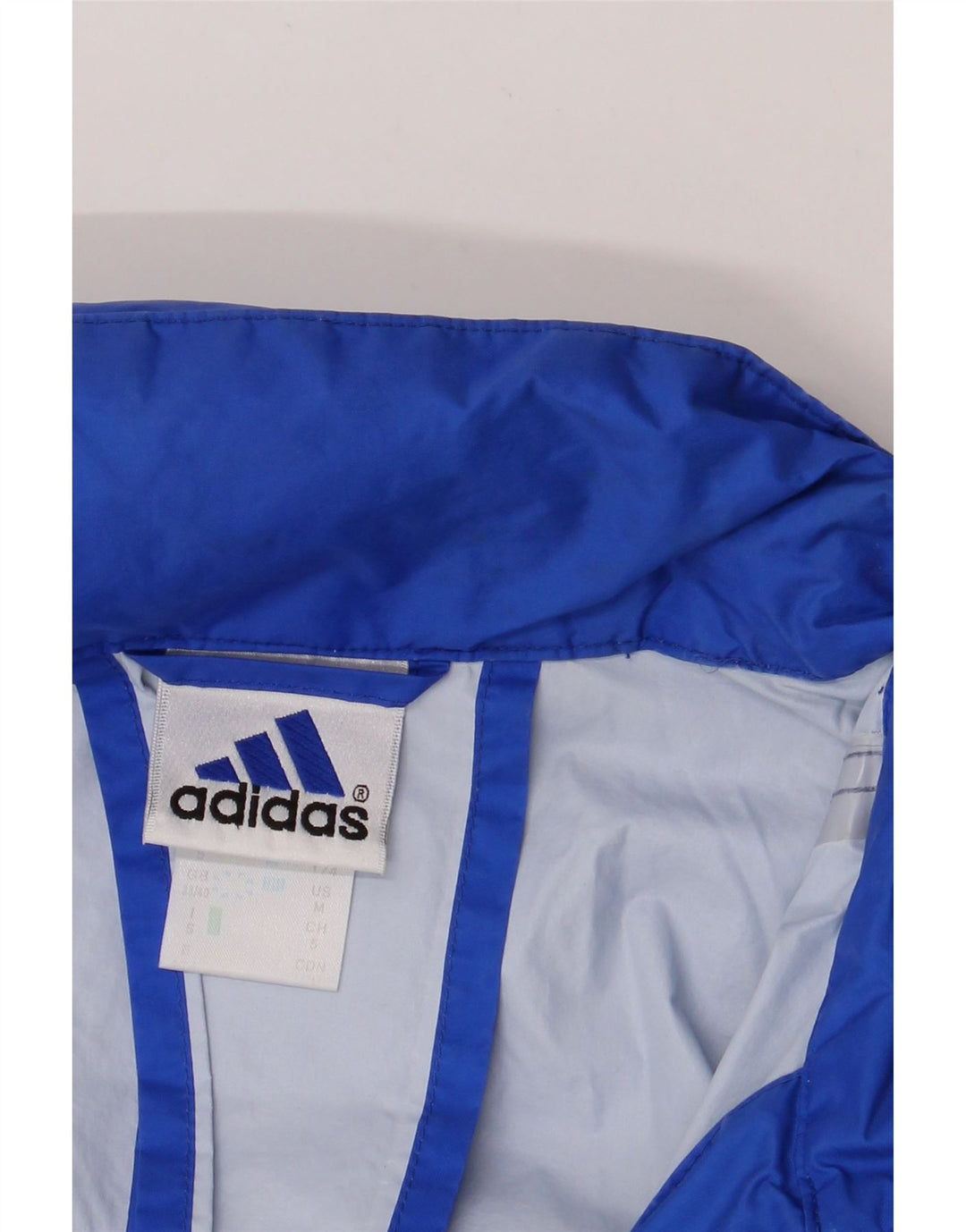 ADIDAS Mens Graphic Rain Jacket UK 38/40 Medium Blue Polyamide Vintage Adidas and Second-Hand Adidas from Messina Hembry 