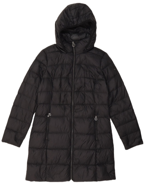Michael Kors Womens Hooded Padded Coat UK 12 Medium Black Nylon