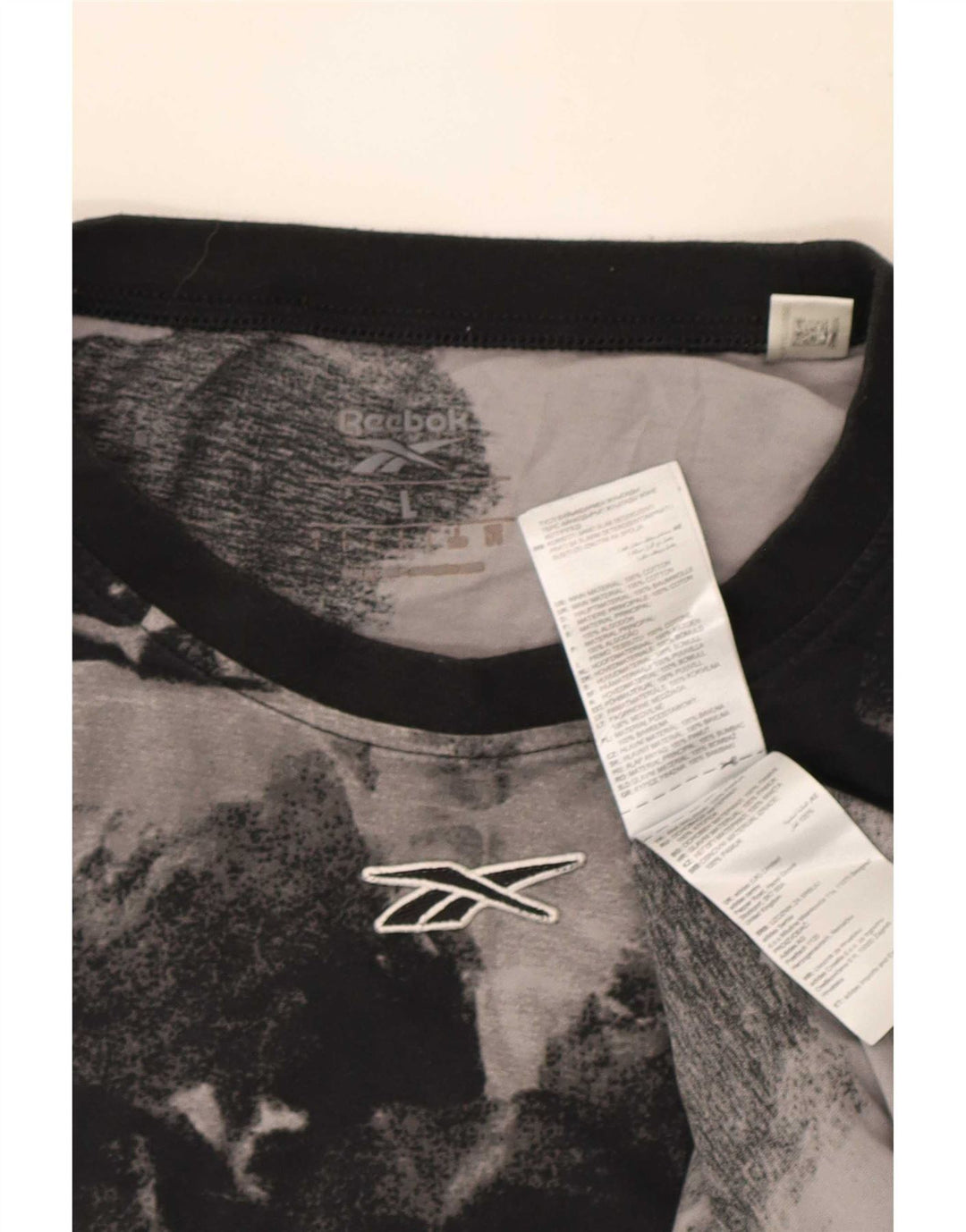 Reebok Ανδρικό T-Shirt με μοτίβο αφηρημένο τοπ μεγάλο μαύρο βαμβακερό
