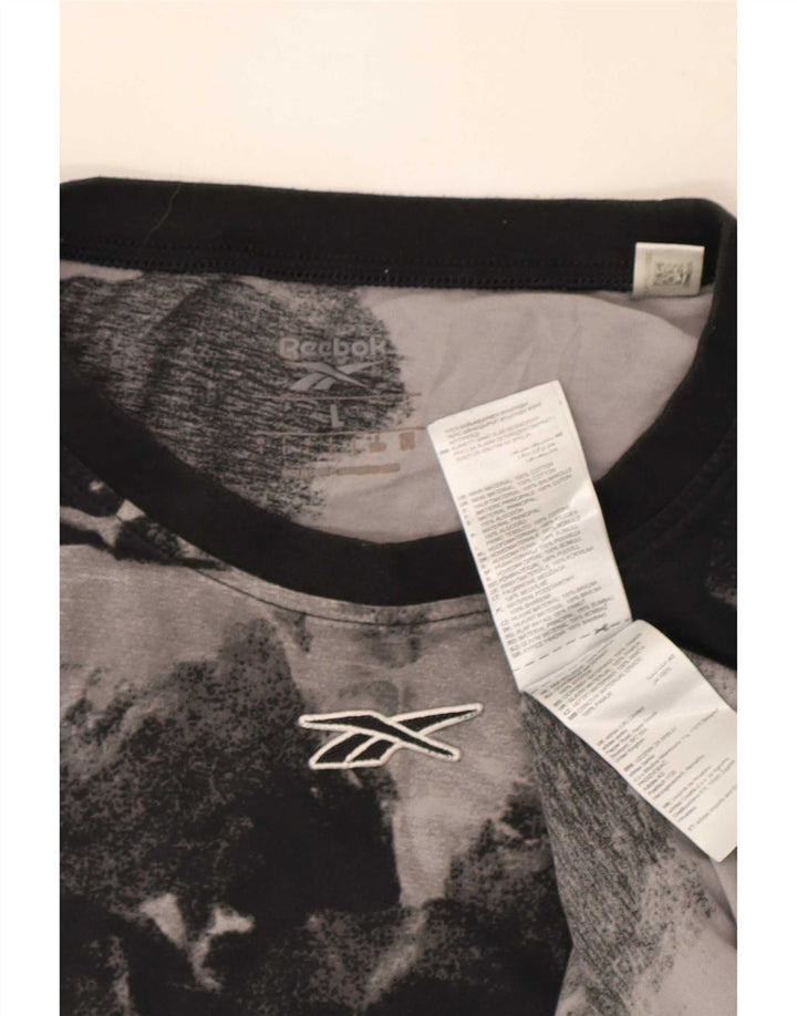 Reebok Ανδρικό T-Shirt με μοτίβο αφηρημένο τοπ μεγάλο μαύρο βαμβακερό