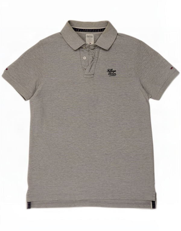 Ανδρικό μπλουζάκι πόλο Tommy Hilfiger XL Γκρι βαμβακερό