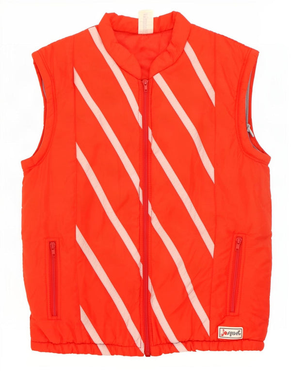 Vintage Womens Padded Gilet IT 42 Medium Red Striped Polyamide
