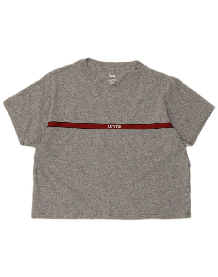 Γυναικείο γραφικό μπλουζάκι Levi's Crop Oversized Top 10 Small Grey Flecked