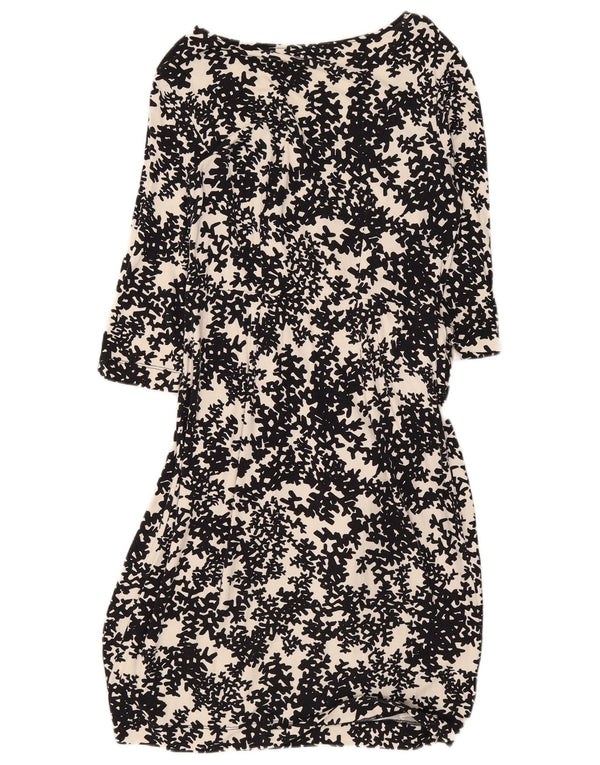 Hobbs Γυναικείο φόρεμα 3/4 με μανίκια UK 10 Small Black Floral Viscose