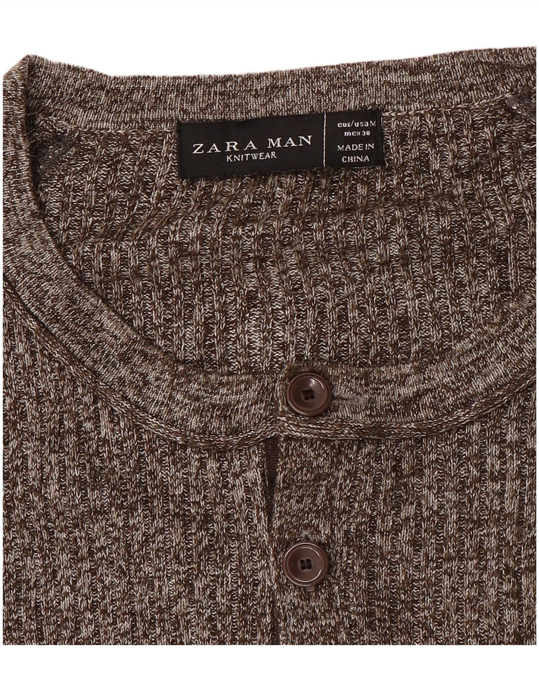 Ανδρικό πουλόβερ Zara Boat Neck Jumper Medium Brown Flecked