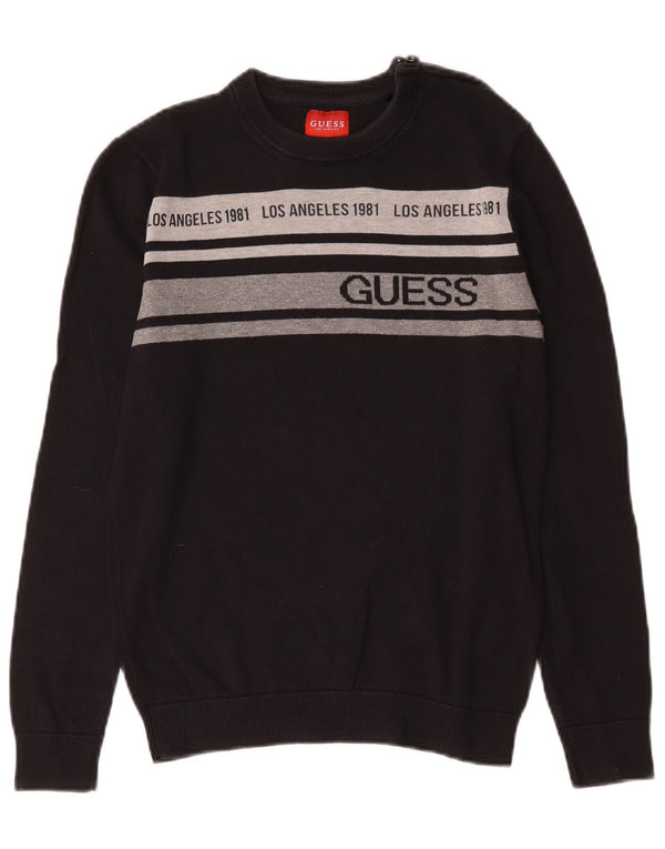 Πουλόβερ Guess Boys Crew Neck Jumper 12-13 Years XS Black Colourblock