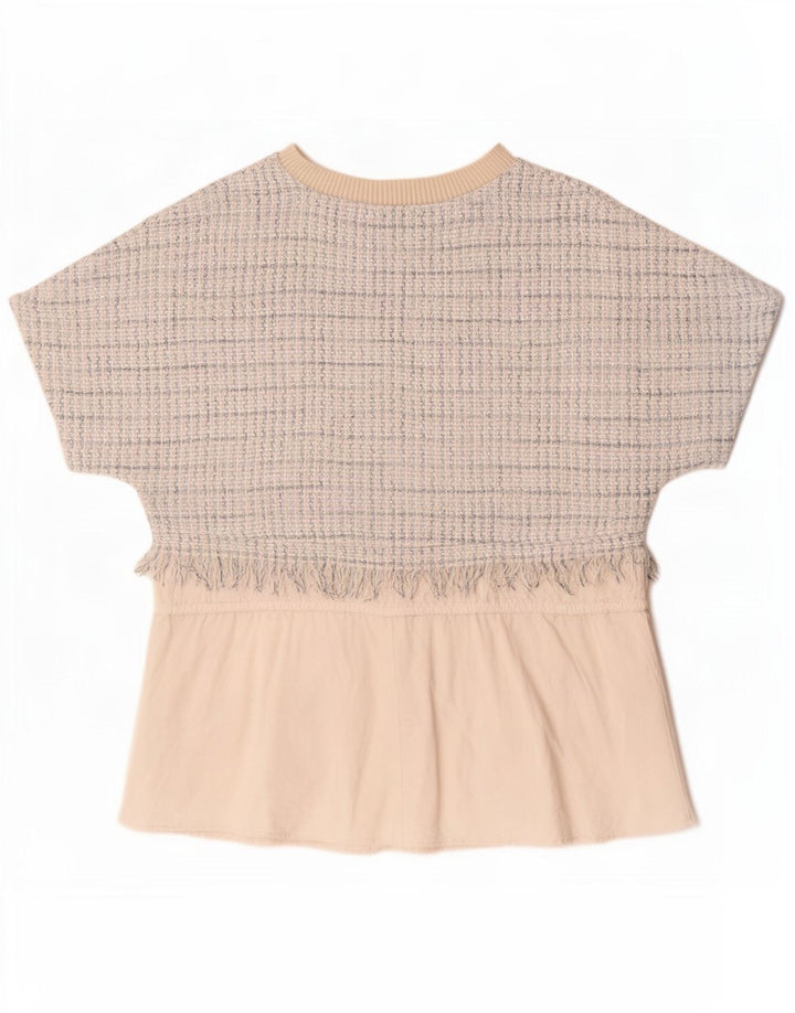 Zara Γυναικεία Μπλούζα Τοπ UK 14 Medium Off White Check
