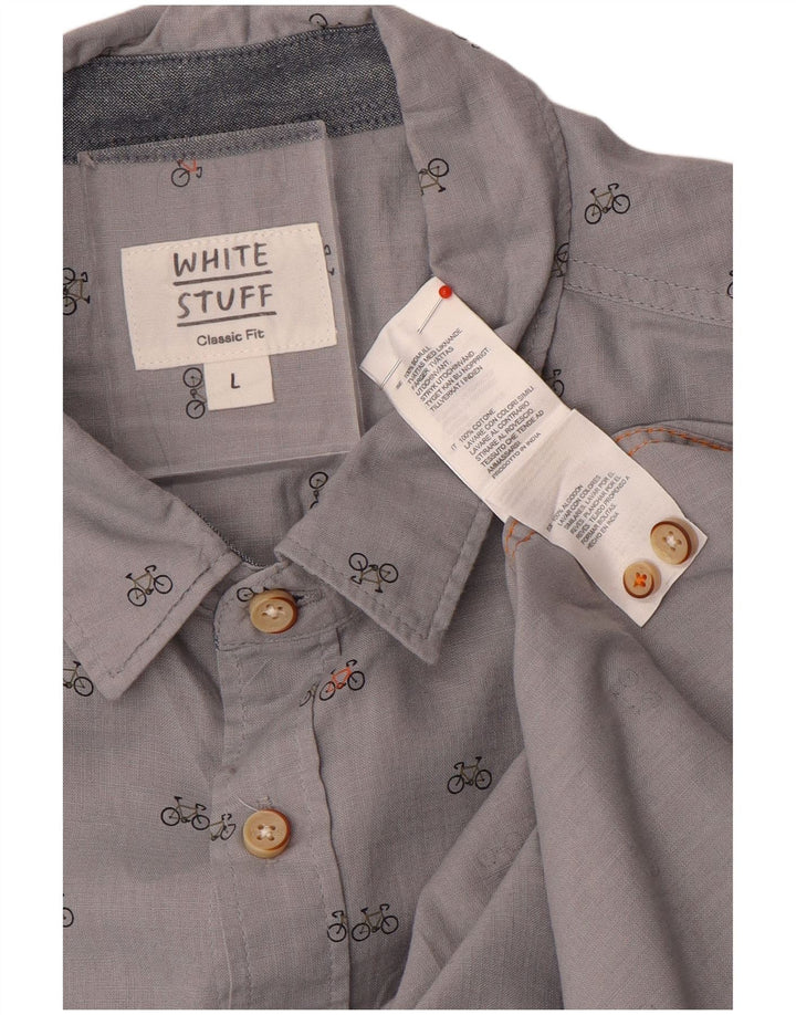 White Stuff Ανδρικό Abstract Pattern Πουκάμισο Classic Fit μεγάλο γκρι βαμβακερό