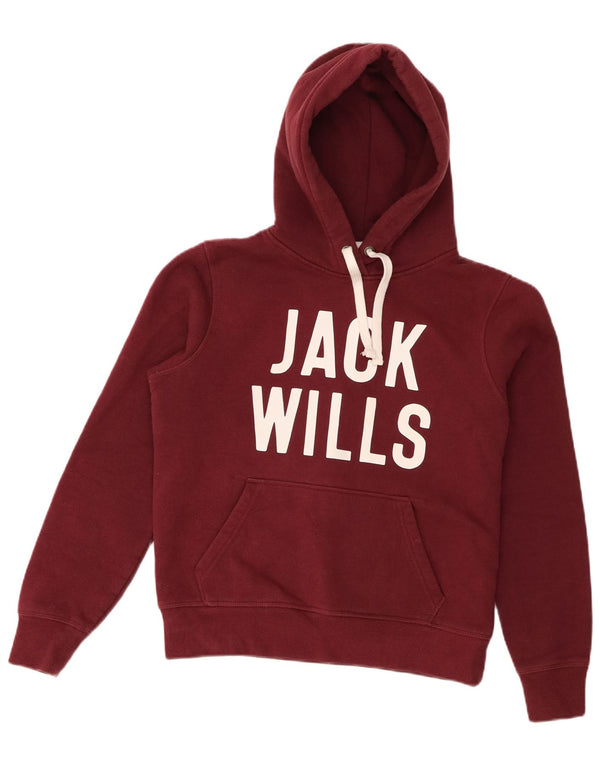Jack Wills Γυναικείο γραφικό υπερμεγέθη κουκούλα UK 10 Small Burgundy