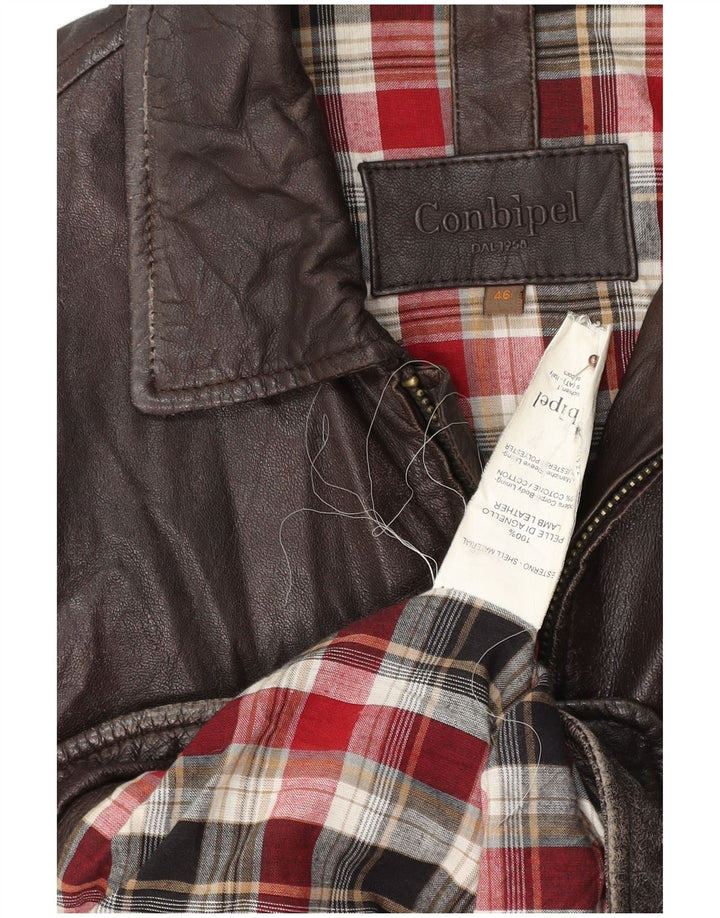CONBIPEL Ανδρικό Δερμάτινο Μπουφάν IT 46 Μικρό Καφέ Δερμάτινο