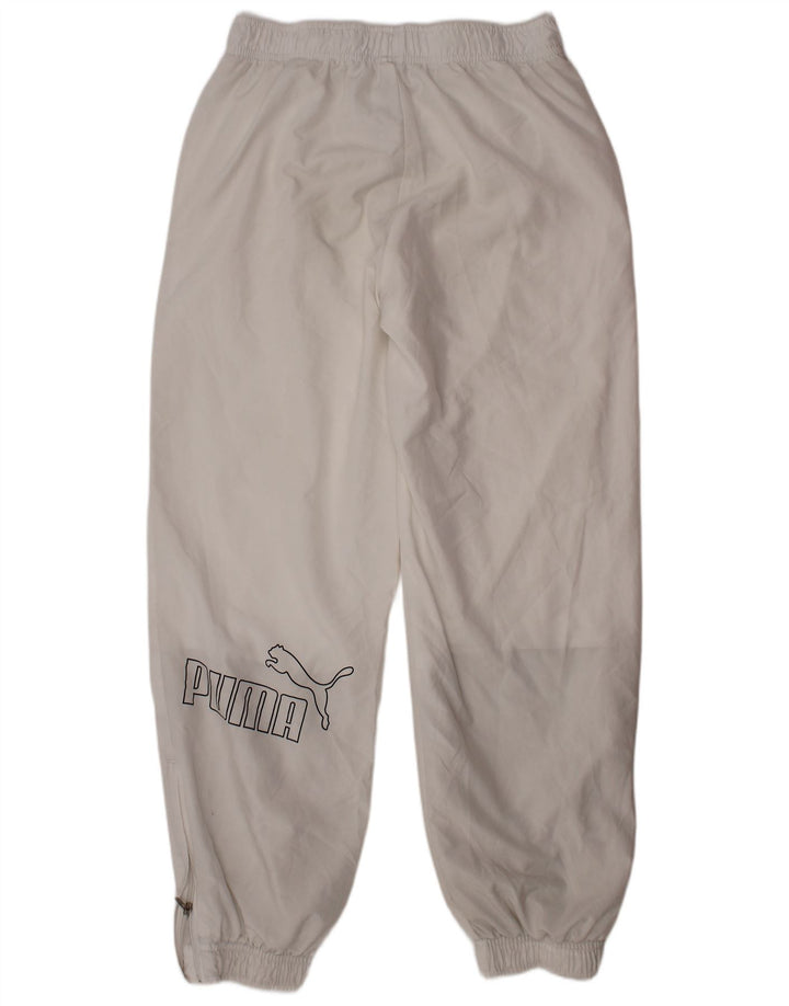 PUMA Boys Tracksuit Trousers Joggers 9-10 Years White Polyester