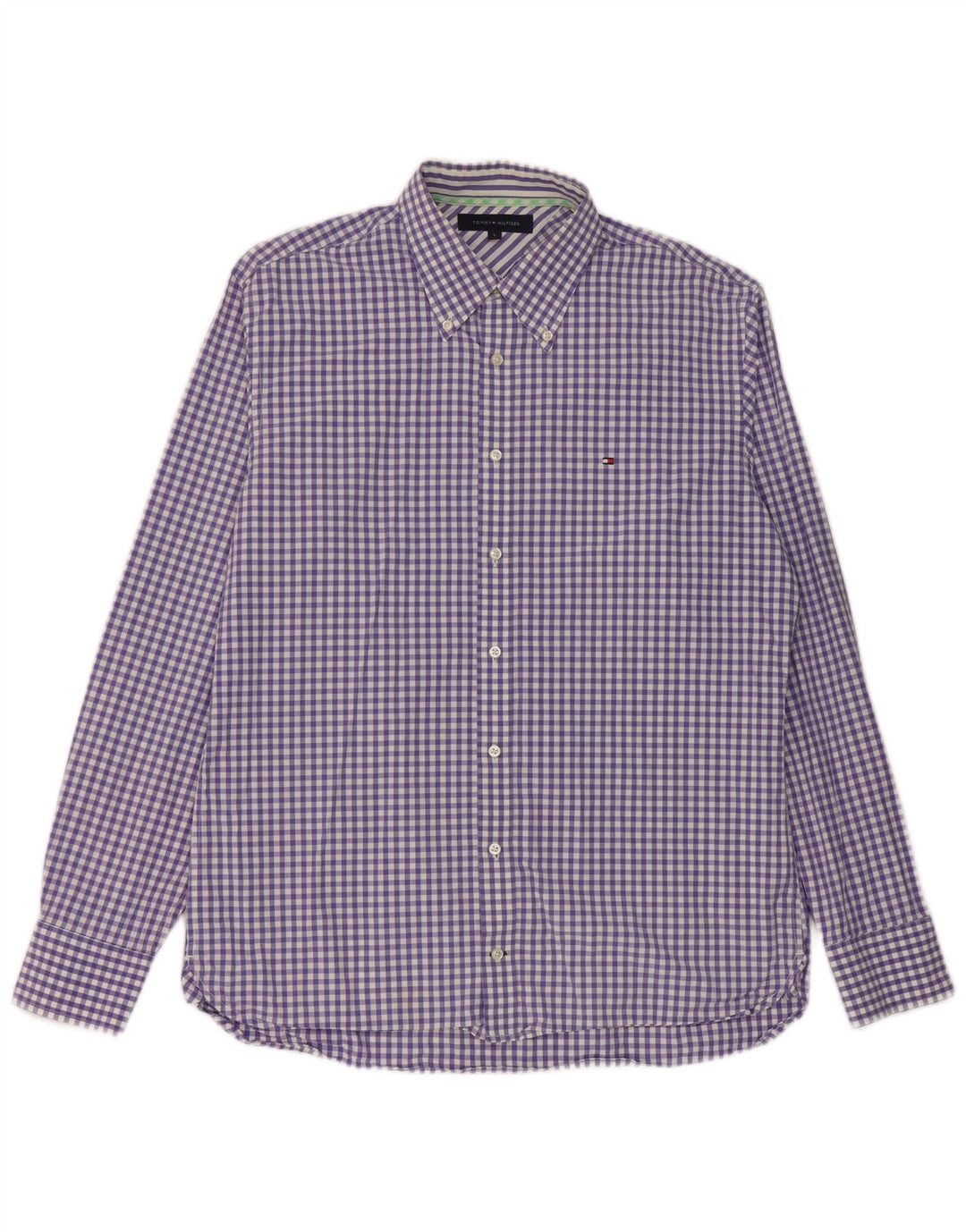 Tommy Hilfiger Ανδρικό πουκάμισο μεγάλο μωβ βαμβακερό Gingham