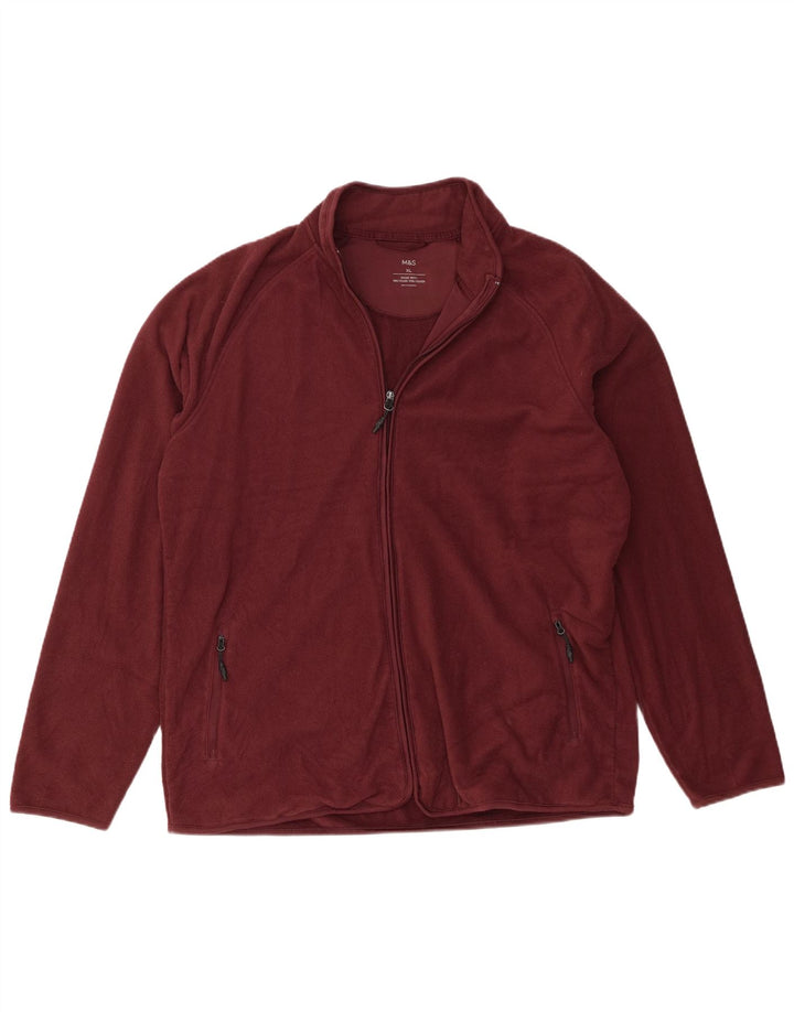 Marks & Spencer Ανδρικό Fleece Jacket UK 42 XL Βουργουνδίας Πολυεστέρας