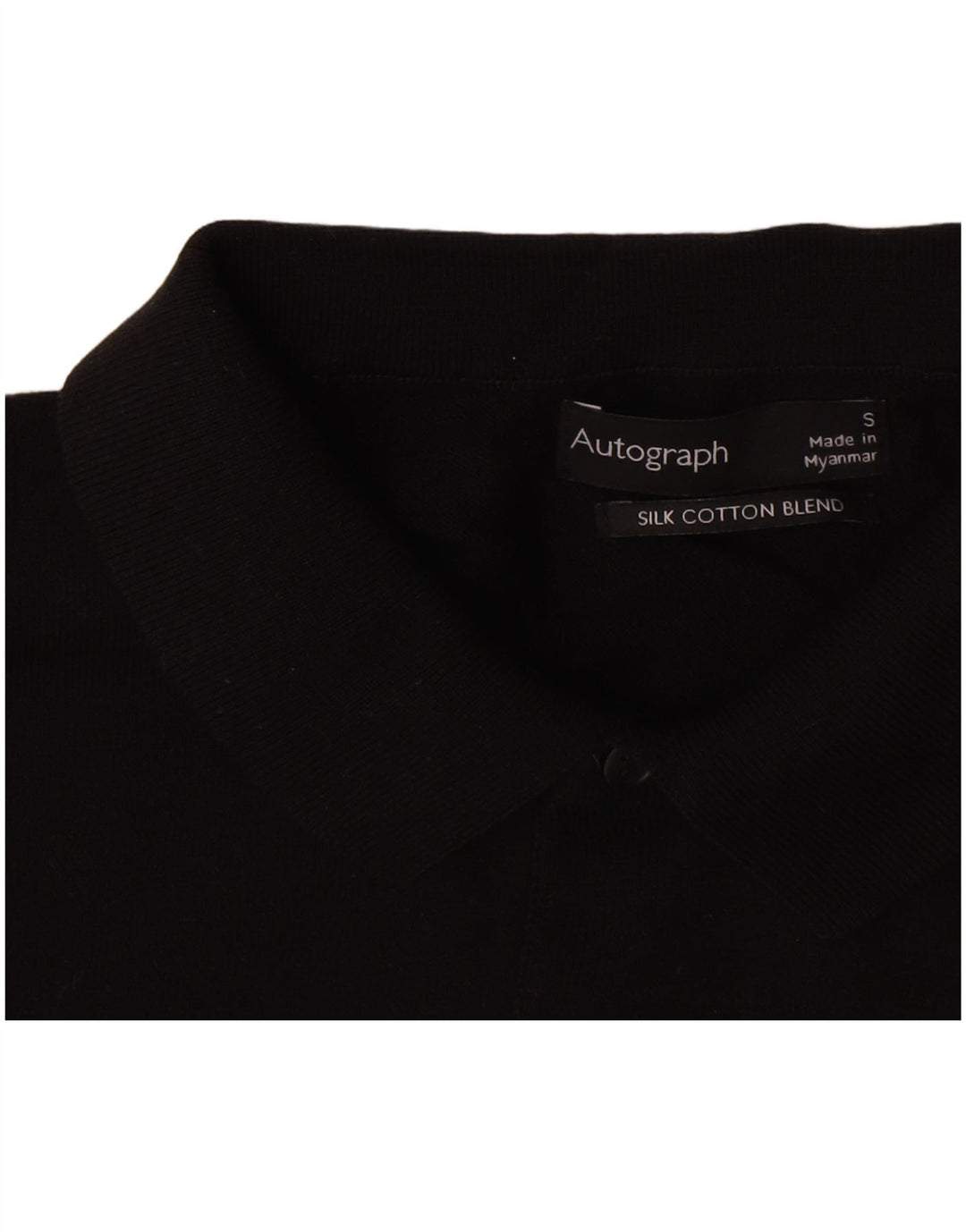 Marks & Spencer Ανδρικό πουκάμισο Polo Autograph Μικρό μαύρο βαμβακερό