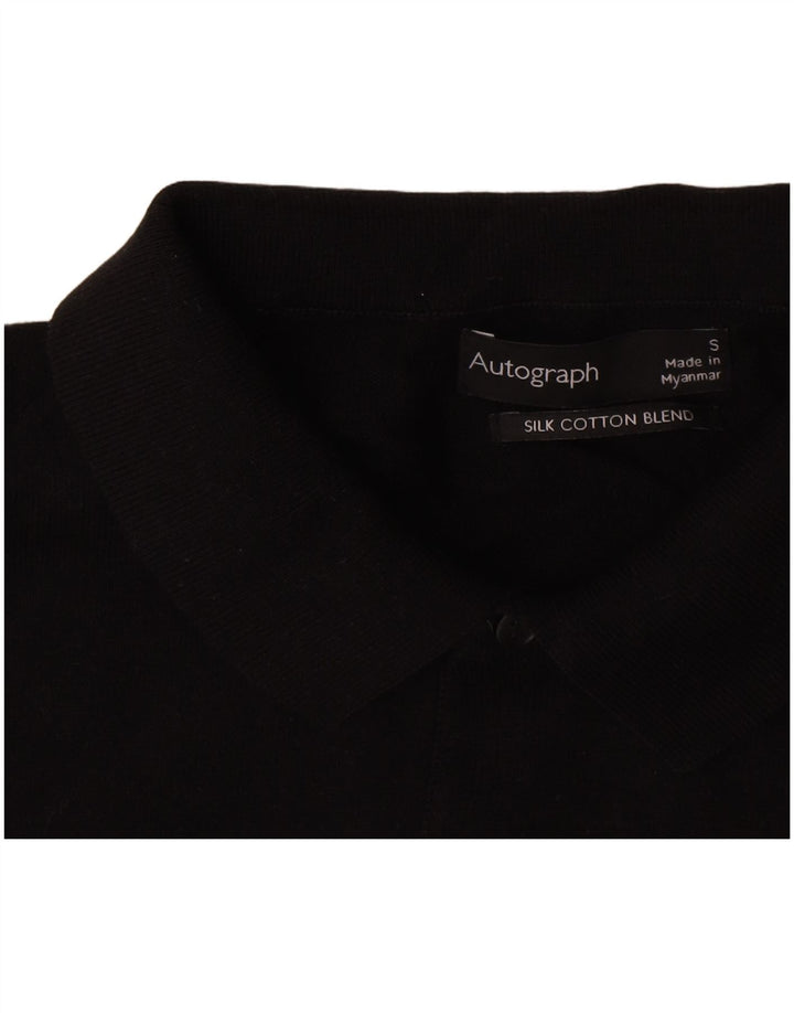 Marks & Spencer Ανδρικό πουκάμισο Polo Autograph Μικρό μαύρο βαμβακερό
