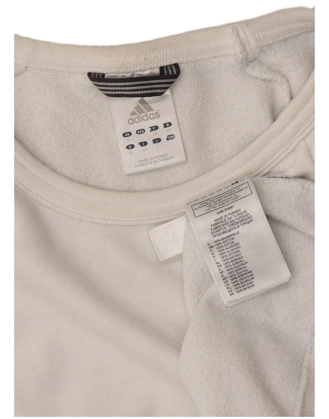 Adidas Γυναικείο Φούτερ Jumper UK 12 Μεσαίο λευκό βαμβακερό