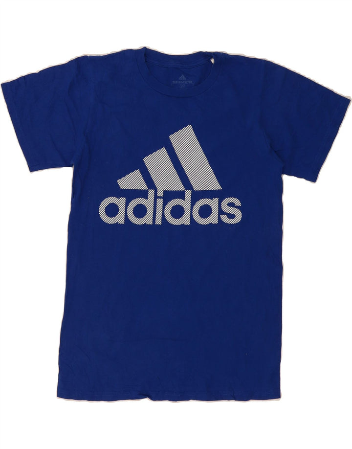 ADIDAS Mens Graphic T-Shirt Top Small Blue Cotton Vintage Adidas and Second-Hand Adidas from Messina Hembry 