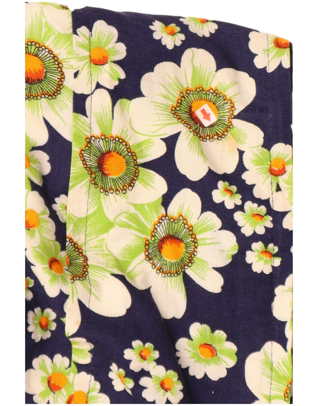 VINTAGE Γυναικείο κοντομάνικο πουκάμισο UK 12 Medium Navy Blue Floral