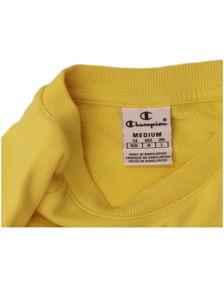 Champion Womens Crop Graphic Φούτερ Jumper UK 14 Medium Yellow