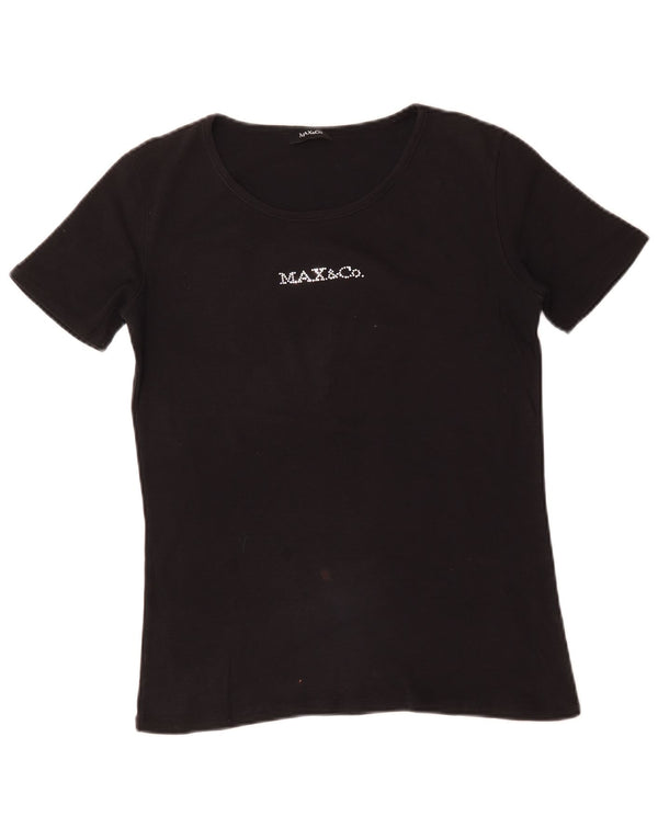 Max & Co. Γυναικείο γραφικό T-Shirt Top UK 14 Large Black