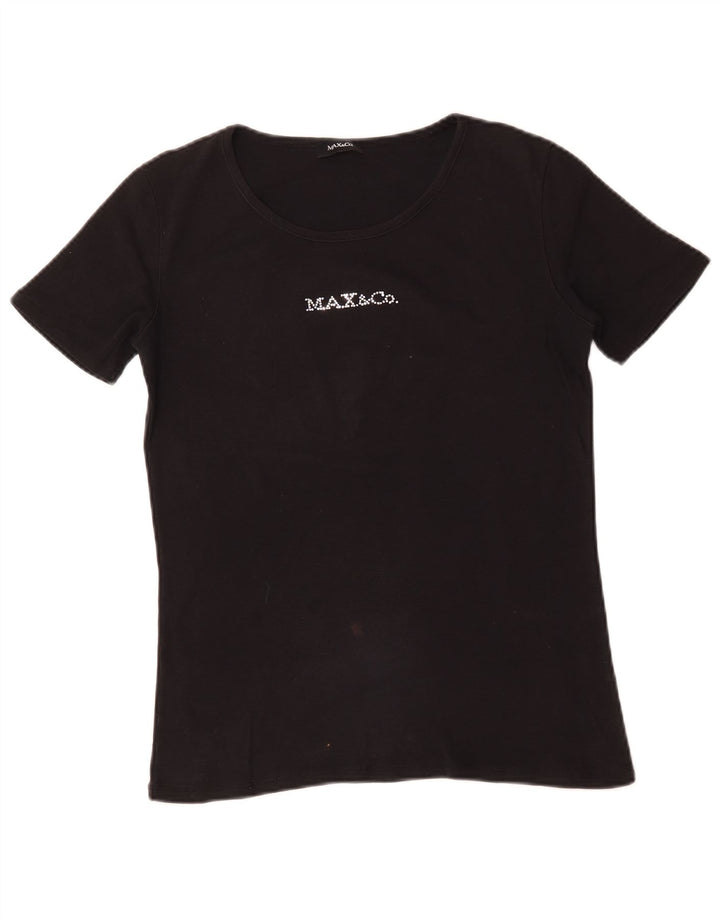 Max & Co. Γυναικείο γραφικό T-Shirt Top UK 14 Large Black