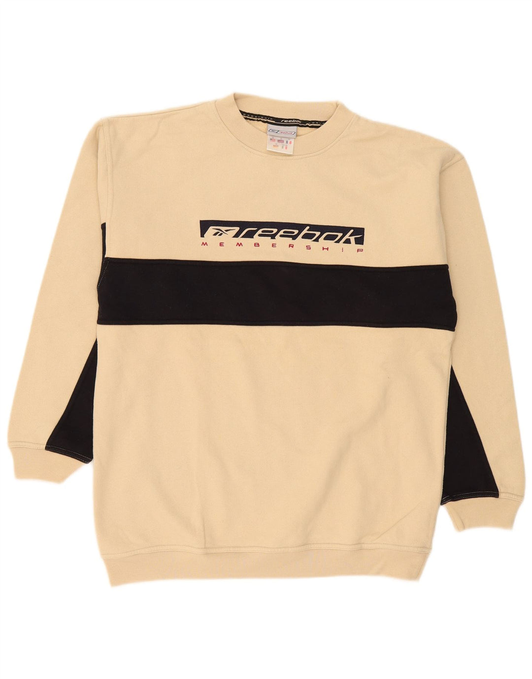 Ανδρικό γραφικό φούτερ Reebok Jumper Small Beige Colourblock Βαμβακερό