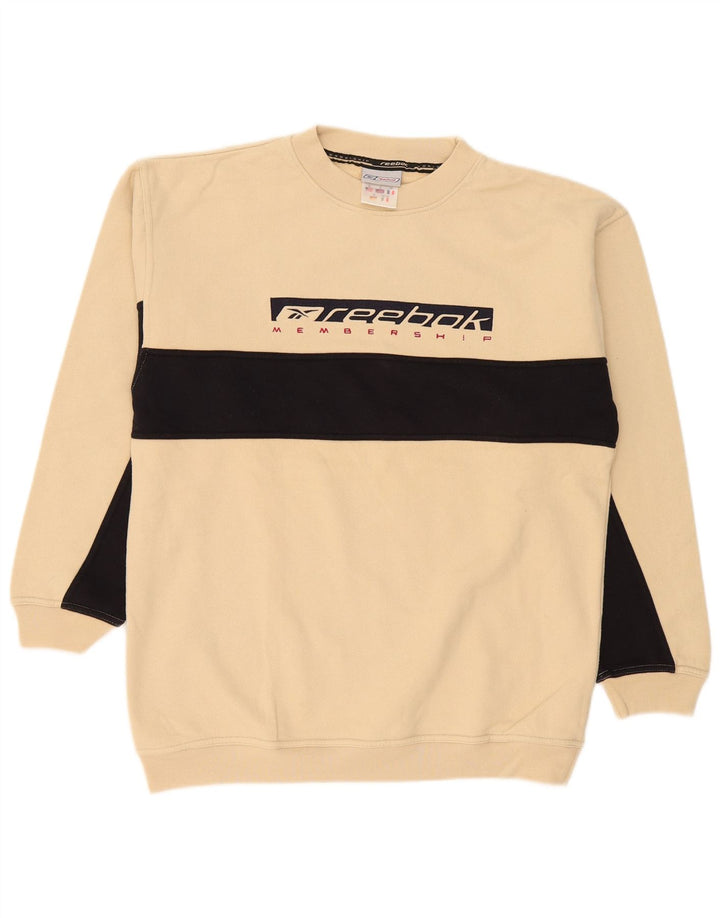Ανδρικό γραφικό φούτερ Reebok Jumper Small Beige Colourblock Βαμβακερό