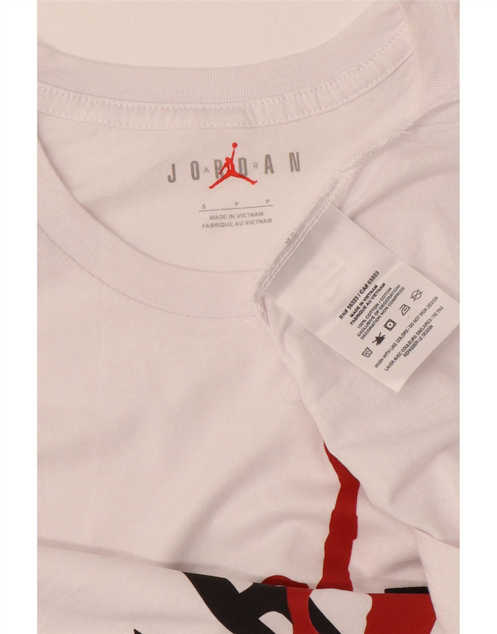 JORDAN Mens Graphic T-Shirt Top Small White Cotton