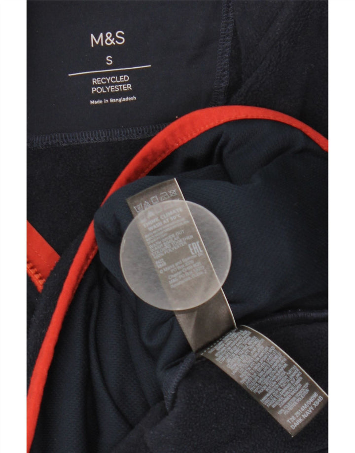 Marks & Spencer Ανδρικό φερμουάρ με φερμουάρ Fleece Jumper Μικρό Navy Blue Polyester