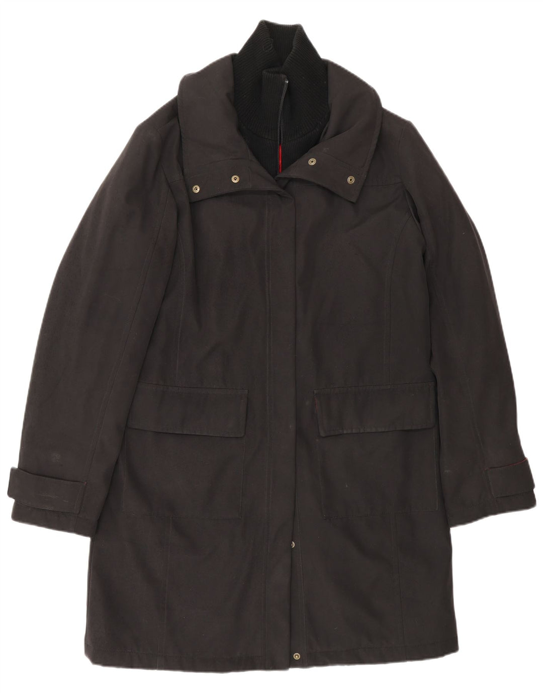 TOMMY HILFIGER Γυναικείο παλτό αντιανεμικό UK 16 μεγάλο μαύρο πολυεστέρα