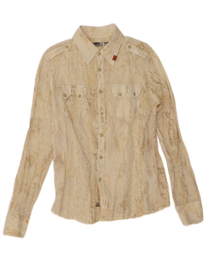 Zu Elements Ανδρικό πουκάμισο Western Μεγάλο Μπεζ Λουλουδάτο
