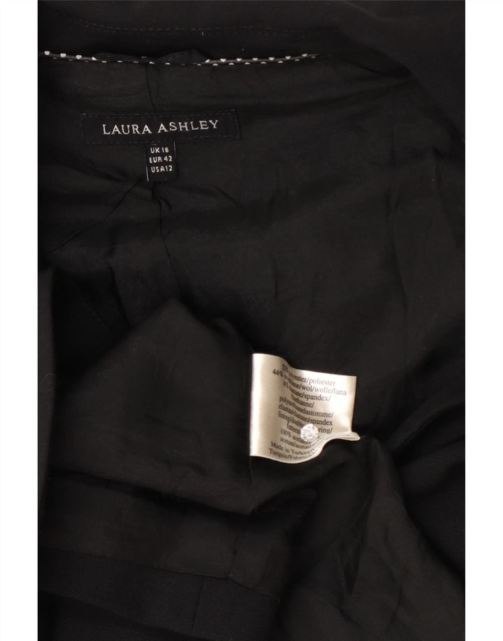 Laura Ashley Γυναικείο μπουφάν σακάκι 1 κουμπιού UK 16 μεγάλο μαύρο πολυεστέρα