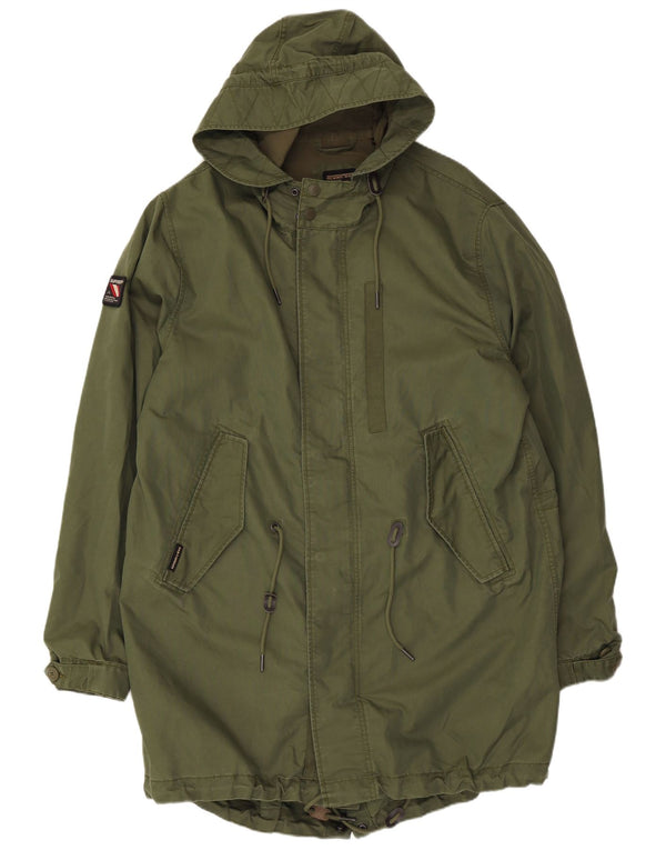 Superdry Ανδρικό μπουφάν Parka με κουκούλα UK 44 2XL Χακί βαμβακερό