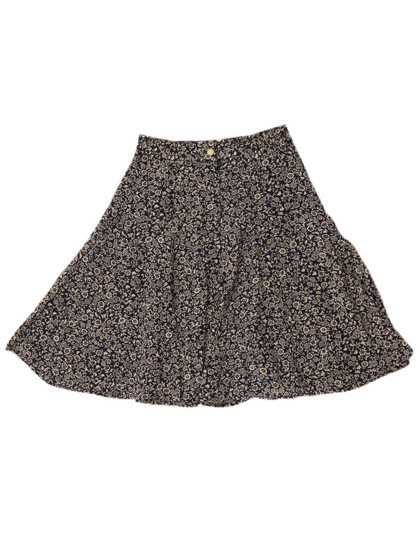Giorgio Kauten Womens A-Line Skirt UK 10 Small W26 Navy Blue Floral
