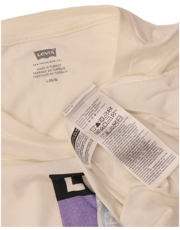 Ανδρικό γραφικό μπλουζάκι Levi's Large off λευκό βαμβακερό