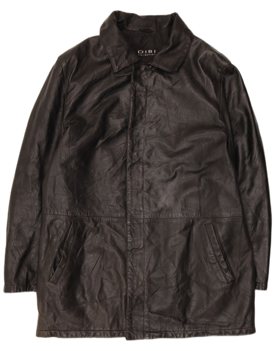 Dibi Ανδρικό Δερμάτινο Παλτό IT 50 Large Μαύρο Δερμάτινο