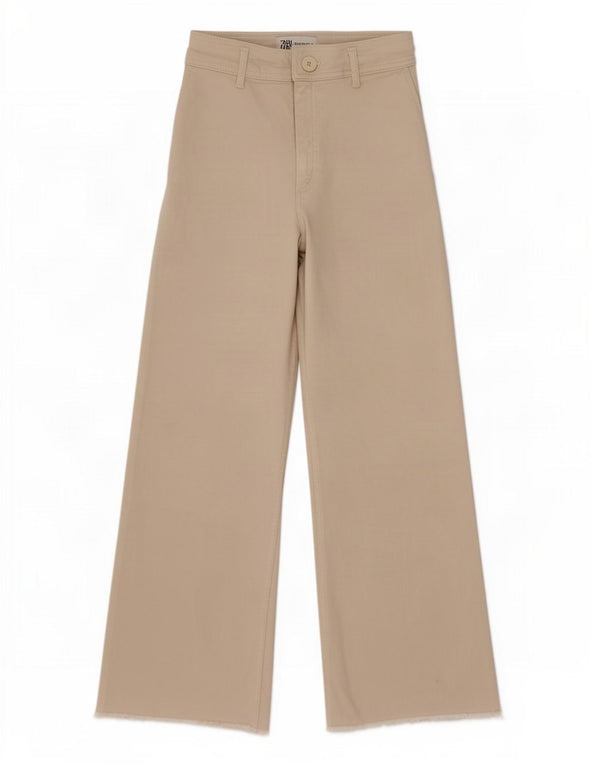 Zara Womens The Marine Straight Wide Leg Jeans EU 34 2XS W24 L28 Beige