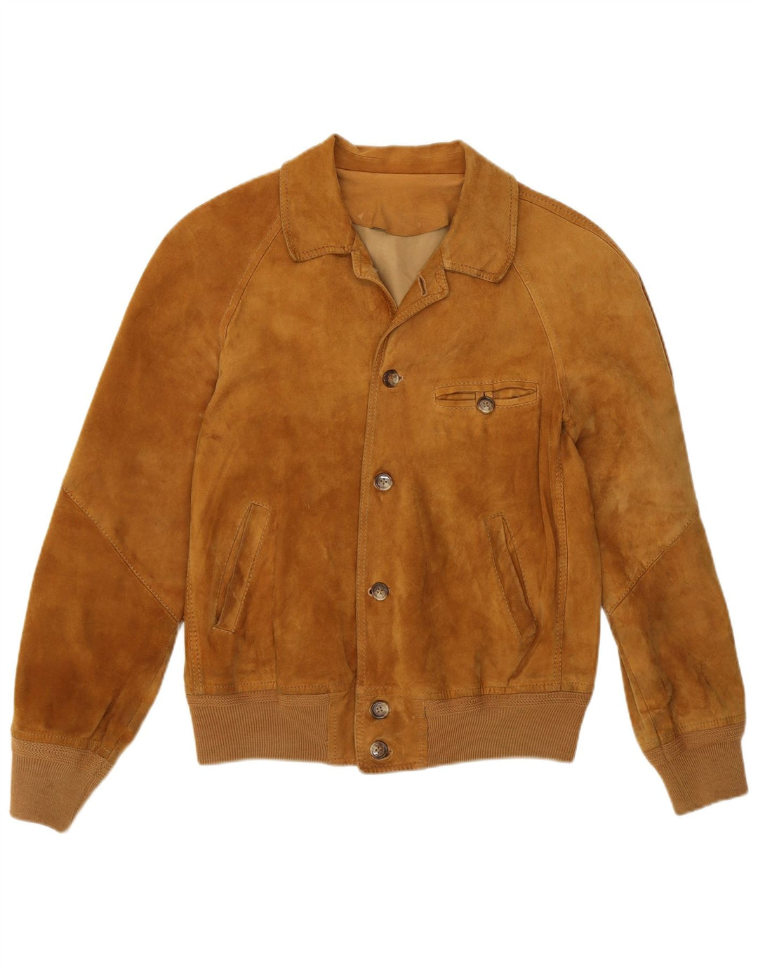 PETER KEEN Ανδρικό Suede Bomber Jacket UK 36 Small Brown Δερμάτινο