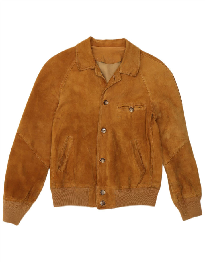 PETER KEEN Ανδρικό Suede Bomber Jacket UK 36 Small Brown Δερμάτινο