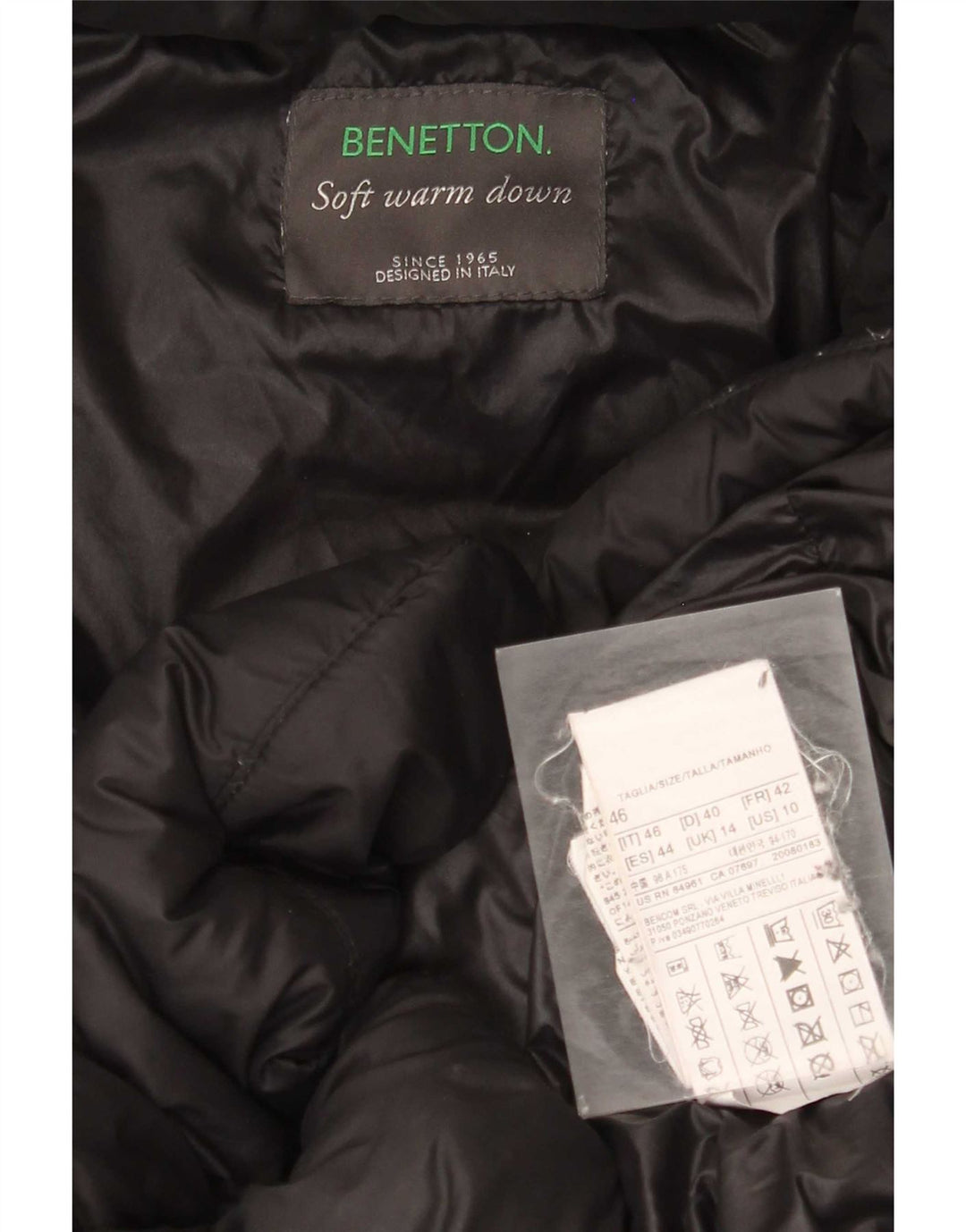 Γυναικείο παλτό Benetton με κουκούλα UK 14 Medium Black Polyamide
