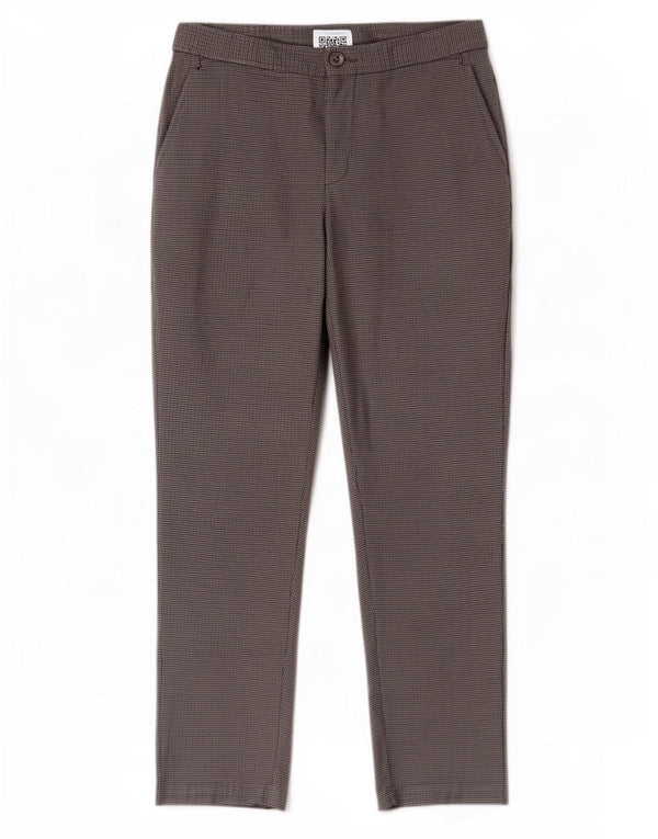 Zara Γυναικείο Crop Slim Παντελόνι Chino EU 38 Small W28 L26 Grey Houndstooth