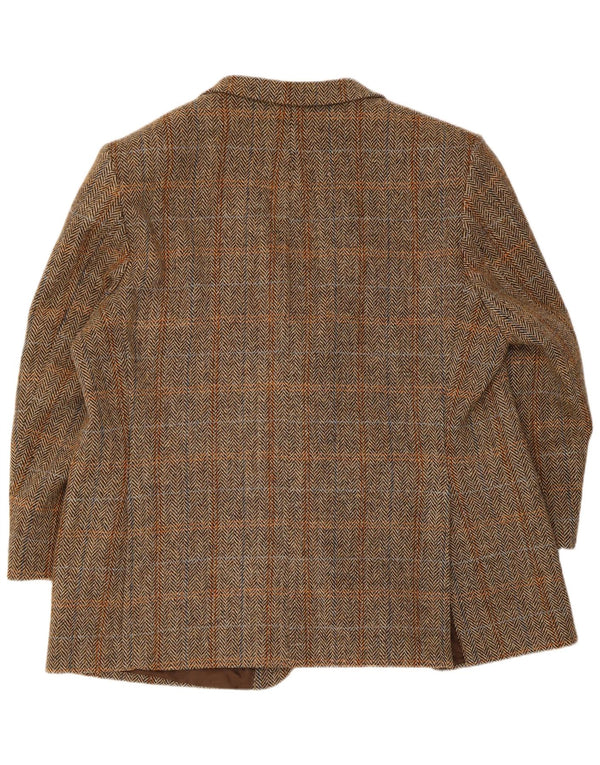 Harris Tweed Ανδρικό σακάκι σακάκι με 2 κουμπιά UK 42 XL καφέ καρό νέο μαλλί