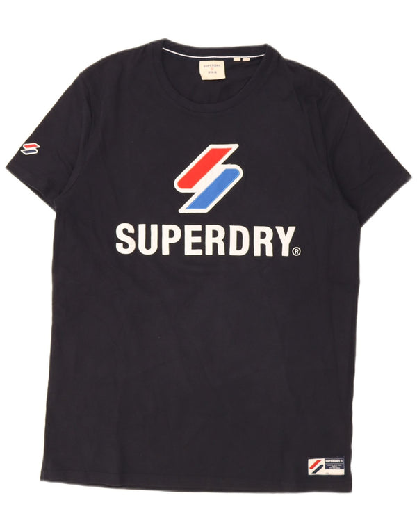 Ανδρικό γραφικό T-Shirt Superdry Top Large Navy Blue από βαμβάκι