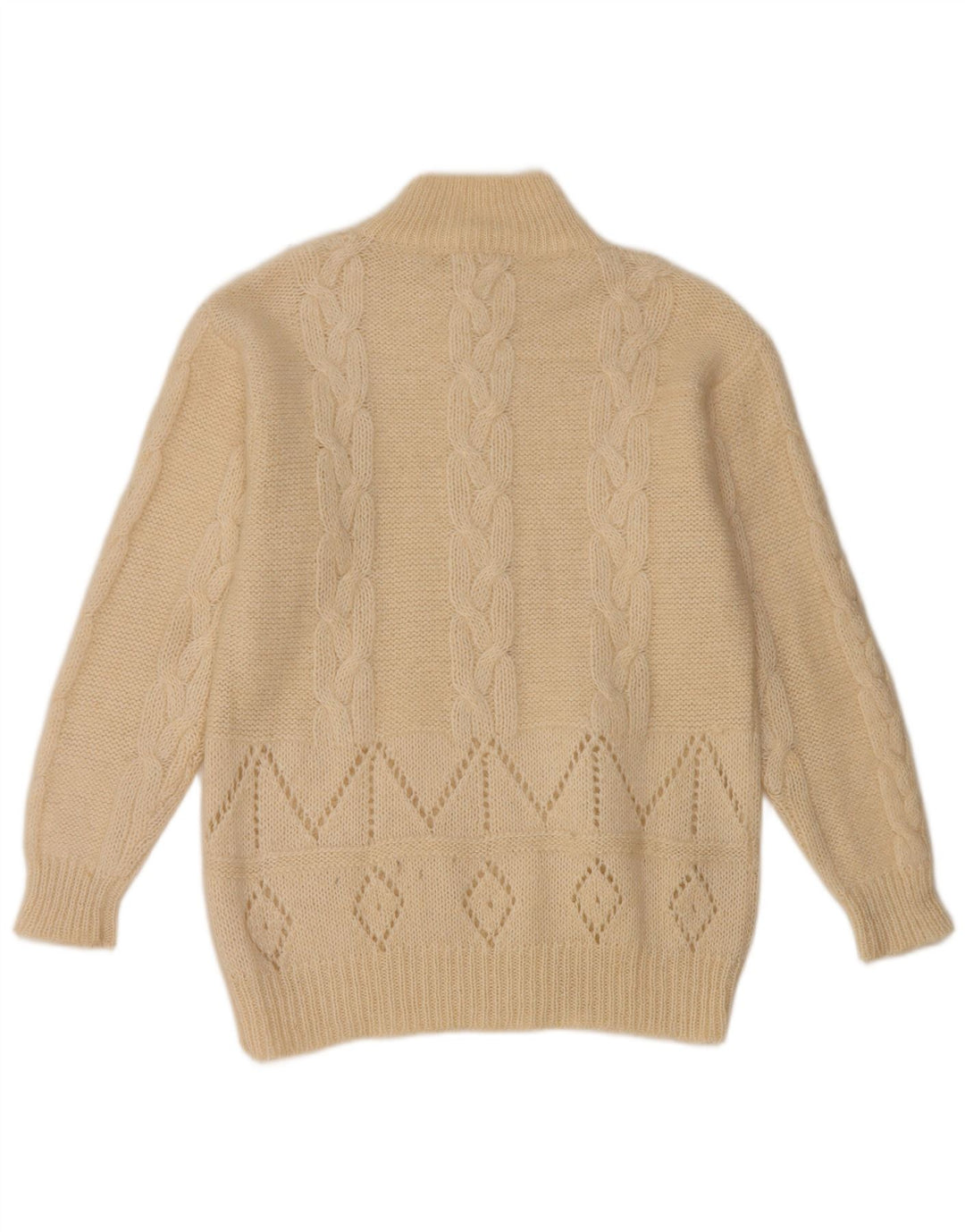 Vintage γυναικείο πουλόβερ με λαιμό χελώνα UK 14 Medium White