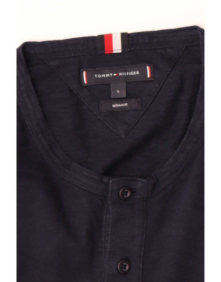 Tommy Hilfiger ανδρικό μπλουζάκι με κανονική εφαρμογή μακρυμάνικο μεγάλο μπλε ναυτικό