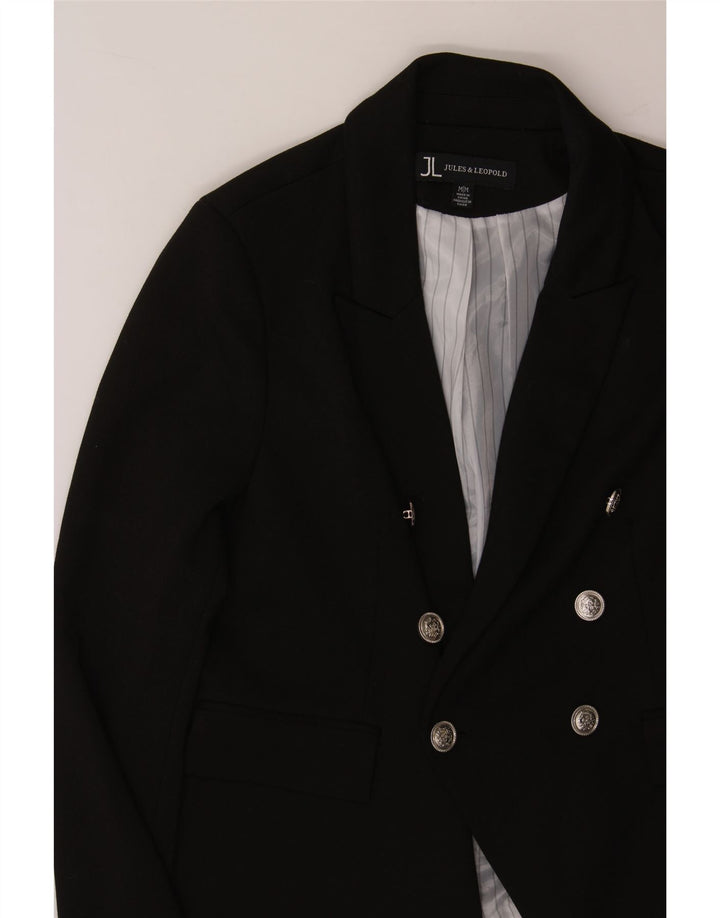 JULES Womens Double Breasted Blazer Jacket UK 14 Medium Black Polyester Vintage Jules and Second-Hand Jules from Messina Hembry 