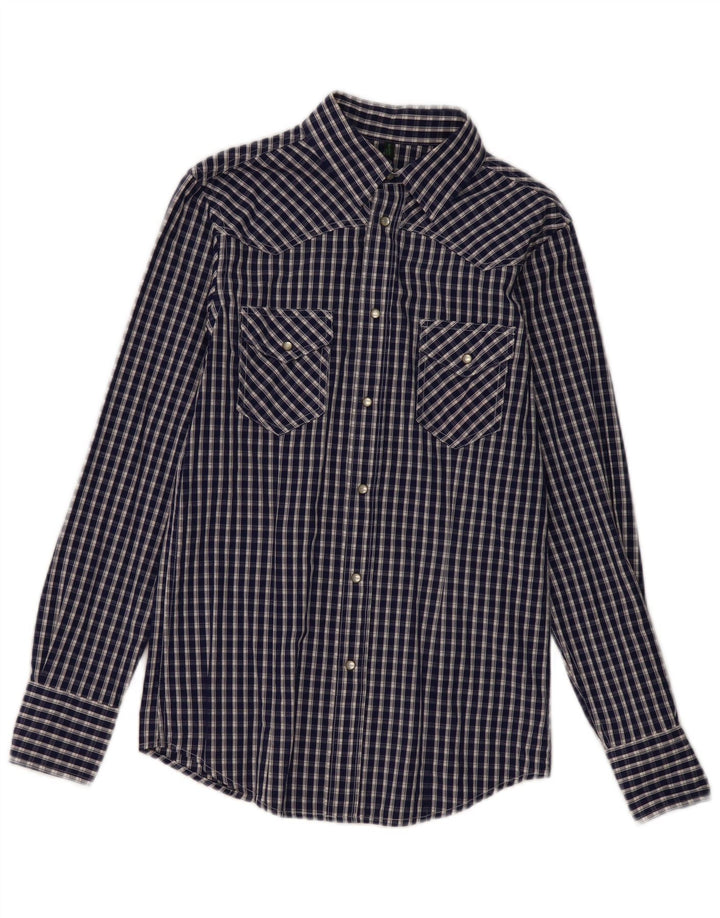 Ανδρικό πουκάμισο Benetton Small Navy Blue Check