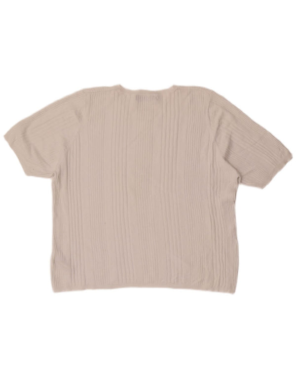 Marks & Spencer Γυναικείο T-Shirt Top UK 22 3XL Λευκή ριγέ βισκόζη