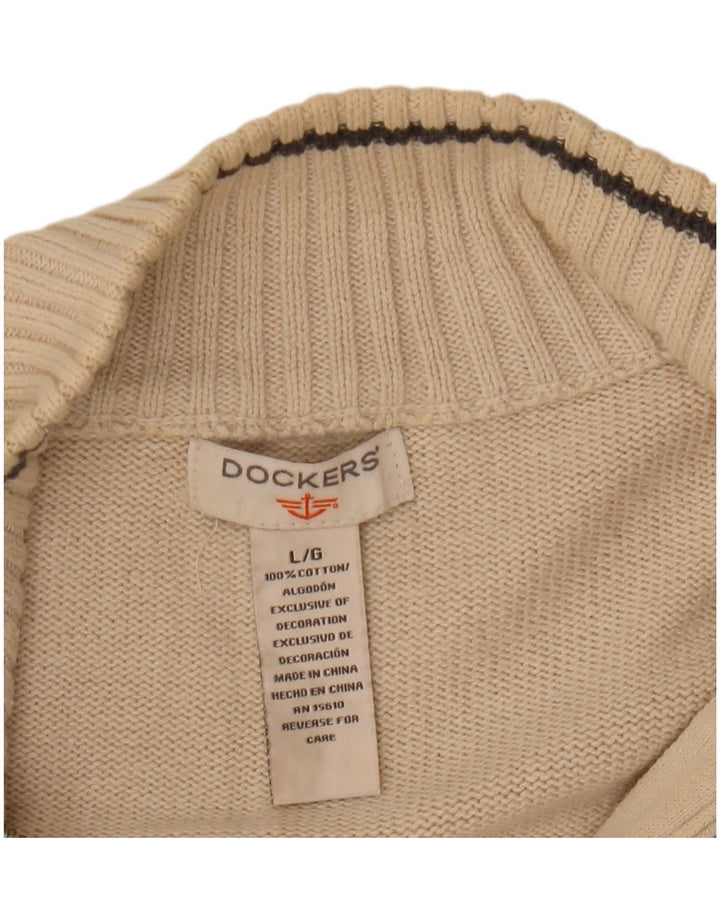 Ανδρικό πουλόβερ Dockers με φερμουάρ, μεγάλο σε λευκό βαμβακερό