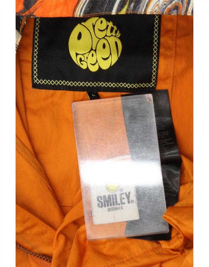 Pretty Green Ανδρικό Αδιάβροχο με κουκούλα UK 40 Μεγάλο Πορτοκαλί Πολυεστέρας